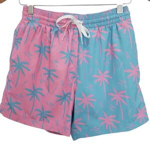 Chubbies Pink & Teal Palm Print Swim Trunks Size S